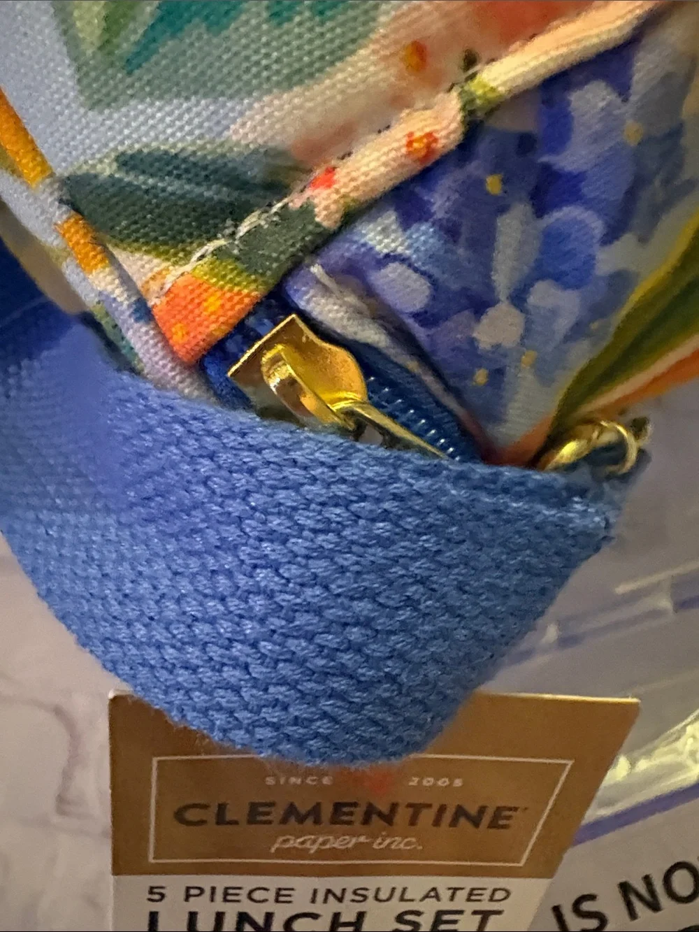 Blue Floral & Citrus Insulated Lunch Tote